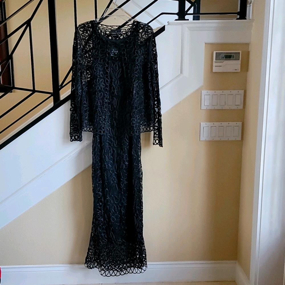 Long black dress with matching jacket